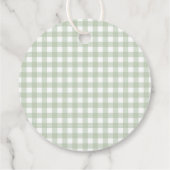 Groene Gingham Coquette Strik Verjaardagsfeest Cir Bedankjes Labels (Achterkant)