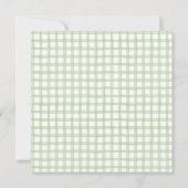Groene Gingham Doop Uitnodiging (Achterkant)