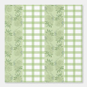 Groene Gingham en Floral Motief Wallpaper Behang (Voorkant)