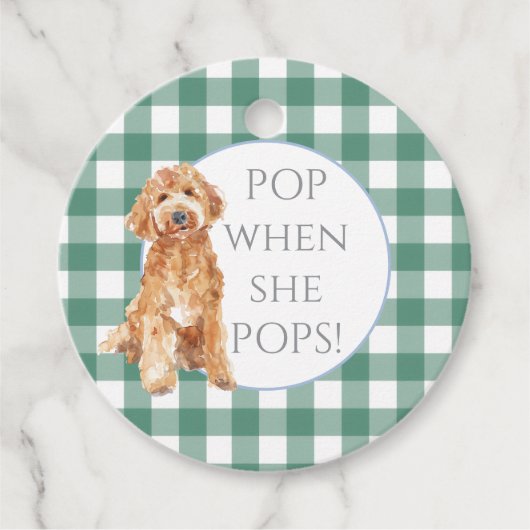 Groene Gingham Geruite Hond Favorabel Labels (Voorkant)