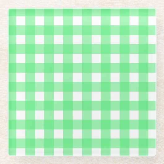Groene gingham glazen onderzetter (Voorkant)