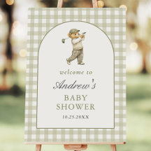 Groene Gingham Golf Jongen Baby Shower Welkom