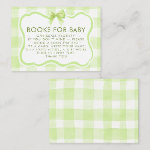 Groene Gingham Golvende Kader Boog Boeken Voor Bab Informatiekaartje
