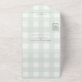 Groene gingham in één baby shower uitnodiging (Buitenkant)