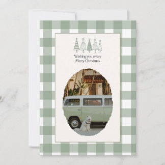 Groene Gingham Kerst Fotokaart Kaart