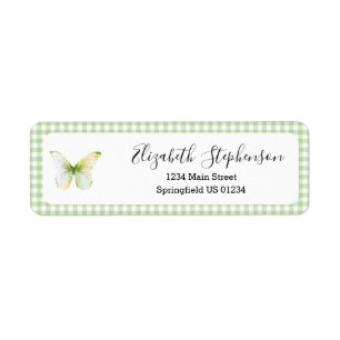 Groene Gingham Kleine Vlinder Retouradres Etiket