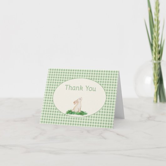 Groene Gingham Konijn Bedankt (Voorkant)