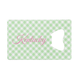 Groene gingham kredietkaart flessenopener