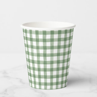 Groene Gingham Paper cup Papieren Bekers