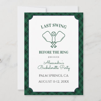 Groene Gingham Pickleball Bachelorette Weekend Kaart