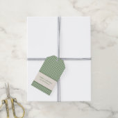 Groene Gingham Plaid Aangepaste Naam Kerstmis Cadeaulabel (Met Touw)