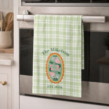 Groene Gingham Sardines Aangepaste Familienaam