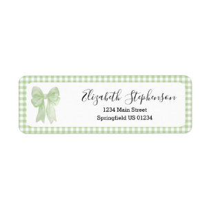 Groene Gingham Strik Geschenk Retouradres Etiket