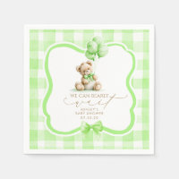 Groene Gingham Teddybeer Baby Shower
