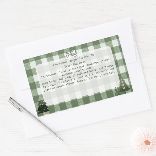 Groene Gingham Trees Christmas Cookie Mix Labels (Envelop)