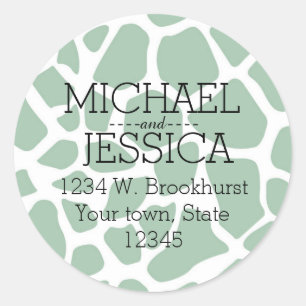 Groene Giraffe Afdrukken Gepersonaliseerd adres Ronde Sticker