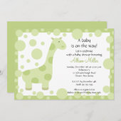 Groene Giraffe Baby shower Uitnodiging (Voorkant / Achterkant)