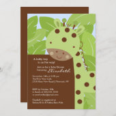 Groene Giraffe Baby shower Uitnodiging (Voorkant / Achterkant)