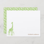 Groene Giraffes Platte dank Bedankkaart (Voorkant / Achterkant)
