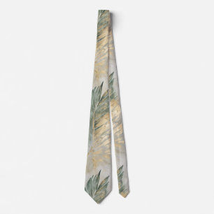 Groene Glam Chique Goud Tropische bladeren Stropdas