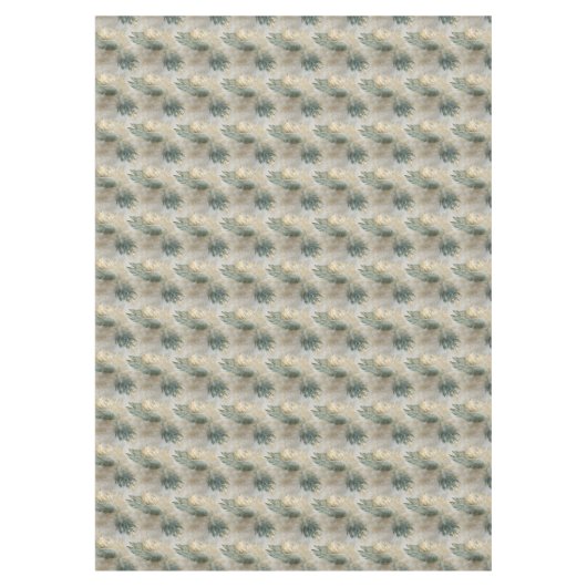 Groene Glam Chique Goud Wit Tropisch Bladeren Tafelkleed (Voorkant)