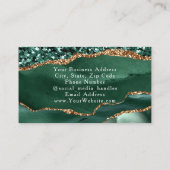 Groene Glam Glitter Agate Mode Stylist Modern Visitekaartje (Achterkant)