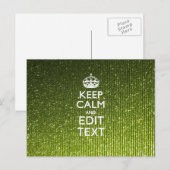 Groene glamour Keep Calm Jouw tekst Briefkaart (Voorkant / Achterkant)