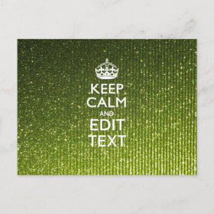 Groene glamour Keep Calm Jouw tekst Briefkaart