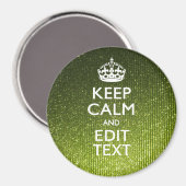 Groene glamour Keep Calm Jouw tekst Magneet (Voorkant / Achterkant)