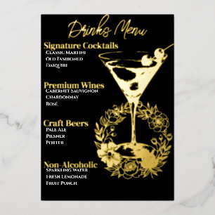 Groene Glamoureuze Goudfolie Drankkaart Folie Feestdagenkaart