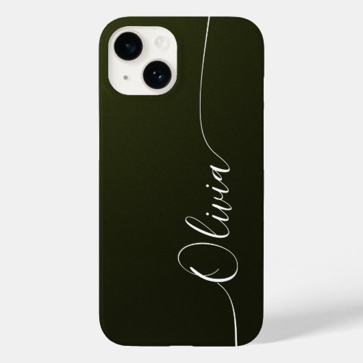Groene Glans Elegante Calligrafie Script Naam Case-Mate iPhone Case (Achterkant)