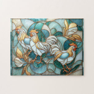 Groene Glas-in-lood Haan Elegante Boerderijstijl Legpuzzel