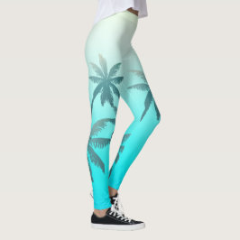 Groene gletsjergradiënt Vervagen palmbomen Leggings