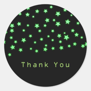 Groene Glinsterende Sterren Verjaardagsfeestje Cus Ronde Sticker