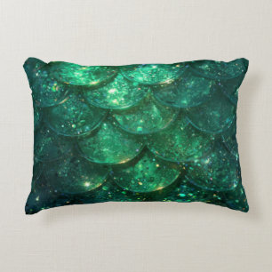 Groene Glinsterende Zeemeermin Print Accent Kussen