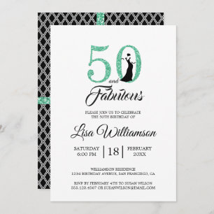 Groene Glitter 50 Fabulous   50e verjaardag Kaart