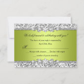Groene Glitter Bow Quinceanera RSVP (Achterkant)