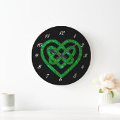 Groene Glitter Celtic Heart Knot Wall klok (Huis)