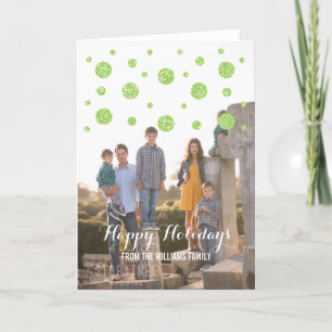 Groene Glitter Confetti Vakantie Fotokaart Feestdagen Kaart