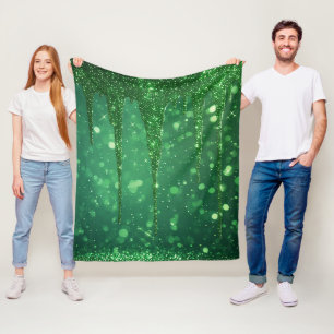 Groene Glitter Druppel Achtergrond Met Fonkelende Fleece Deken