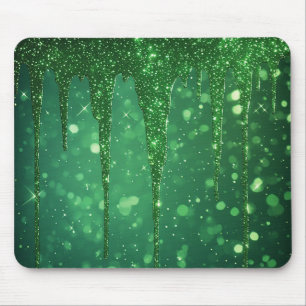 Groene Glitter Druppel Achtergrond Met Fonkelende Muismat