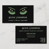 Groene Glitter Eyelashes voor Lash-technicus Visitekaartje (Voorkant / Achterkant)