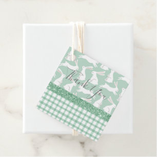 Groene Glitter Gingham Pset Rabbits Dank je wel Bedankjes Labels