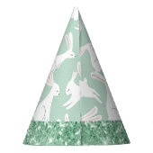 Groene Glitter Gingham Pset Rabbits Feesthoedjes (Achterkant)