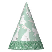 Groene Glitter Gingham Pset Rabbits Feesthoedjes (Links)