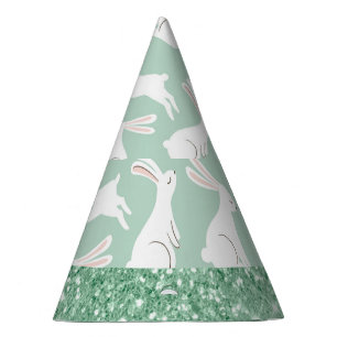 Groene Glitter Gingham Pset Rabbits Feesthoedjes