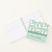 Groene Glitter Gingham Pset Rabbits Naam Notitieboek (Binnen)