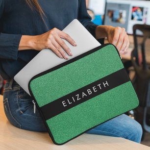 Groene Glitter, Glitter Achtergrond, Jouw naam Laptop Sleeve