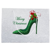 Groene Glitter Heels Gift Bag Groot Cadeauzakje (Achterkant)