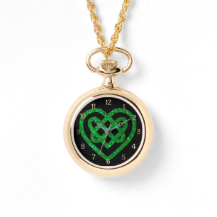 Groene Glitter Keltische Hartknoop Horloge